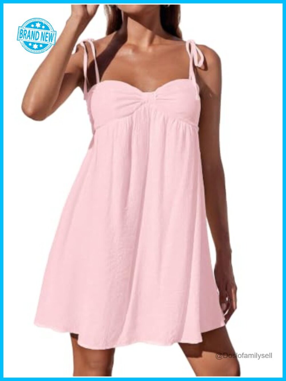 Spaghetti Strap Summer Mini Dress Flowy Babydoll Sundress